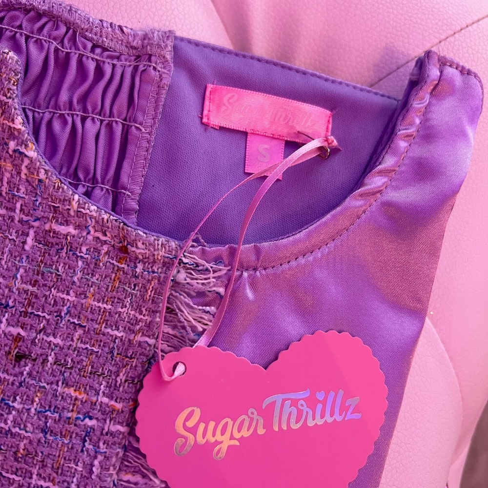 Sugar Thrillz Purple Tweed Corset Top and Skirt Set - Picture 7 of 7